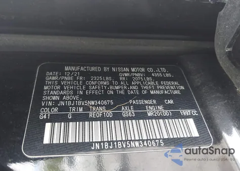 2022 Nissan Rogue Sport Sv Fwd Xtronic Cvt z USA, uszkodzony, nr VIN JN1BJ1BV5NW340675